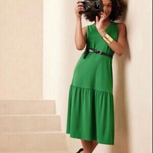 Banana Republic Sleeveless Tiered Midi Dress Medium